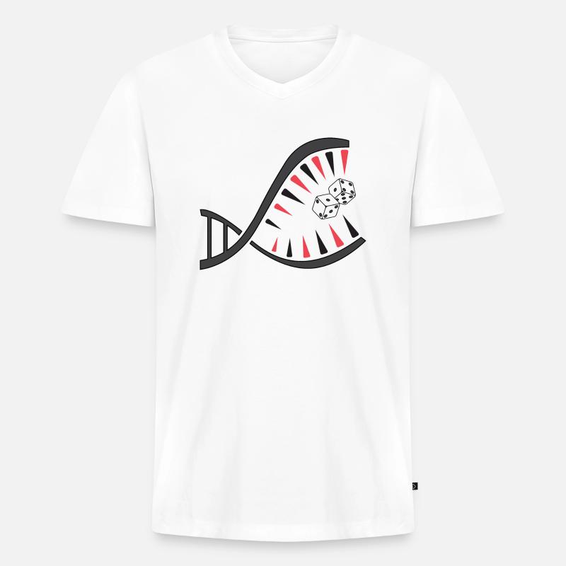 Backgammon DNA Piranha – Einzigartiges - Männer Premium Bio T-Shirt mit V-Ausschnitt - Weiß