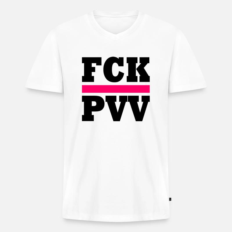 Fck pvv - Männer Premium Bio T-Shirt mit V-Ausschnitt - Weiß