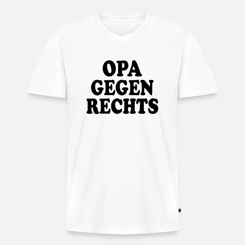 Opa gegen rechts - Männer Premium Bio T-Shirt mit V-Ausschnitt - Weiß