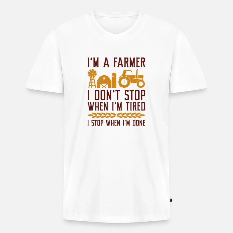 Ich bin ein Bauer - Männer Premium Bio T-Shirt mit V-Ausschnitt - Weiß