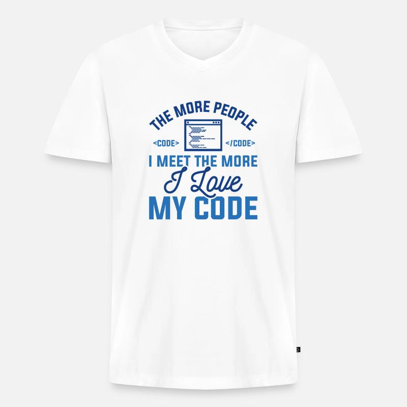 Ich liebe meinen Code - Männer Premium Bio T-Shirt mit V-Ausschnitt - Weiß