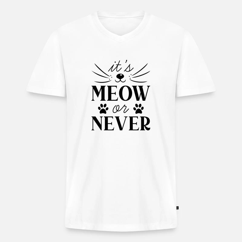 Es ist Miau oder nie - Männer Premium Bio T-Shirt mit V-Ausschnitt - Weiß