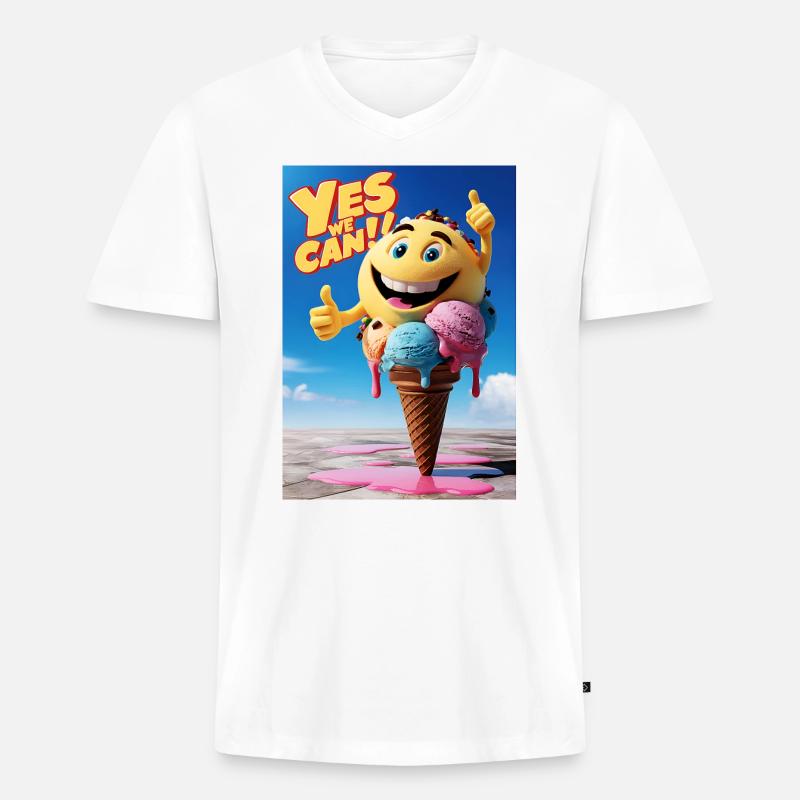 Eiscreme, Geschenk für Eisliebhaber - Männer Premium Bio T-Shirt mit V-Ausschnitt - Weiß