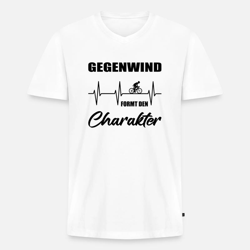 Fahrrad - Männer Premium Bio T-Shirt mit V-Ausschnitt - Weiß