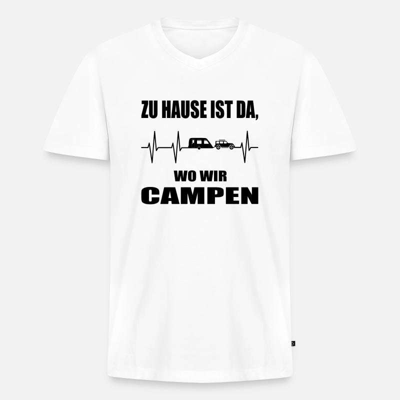 camping - Männer Premium Bio T-Shirt mit V-Ausschnitt - Weiß