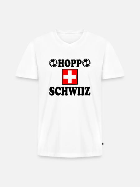Hopp schwiiz - Men's Premium Organic T-shirt with V-neck - white