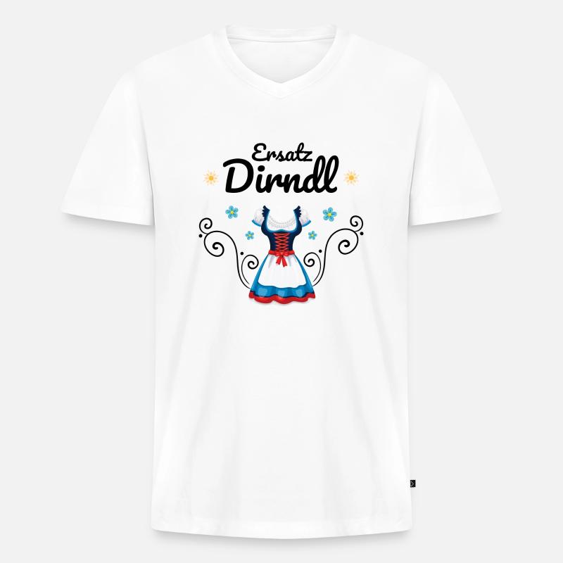 Dirndl Ersatz - Männer Premium Bio T-Shirt mit V-Ausschnitt - Weiß
