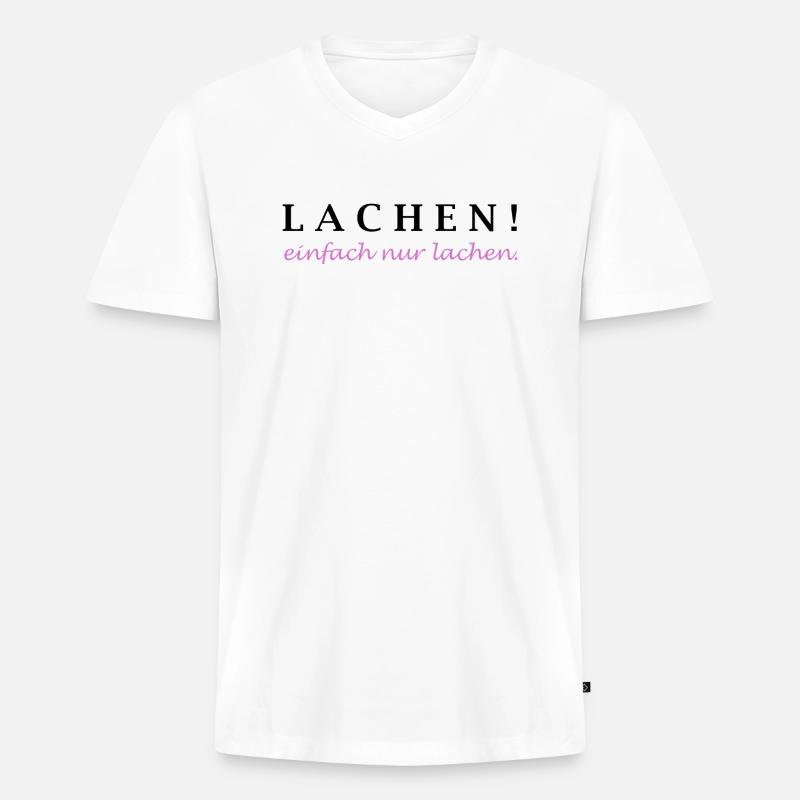 lachen! einfach nur lachen. - Männer Premium Bio T-Shirt mit V-Ausschnitt - Weiß
