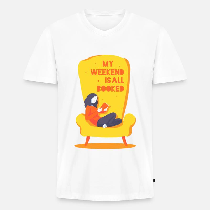 My weekend is all booked - Männer Premium Bio T-Shirt mit V-Ausschnitt - Weiß