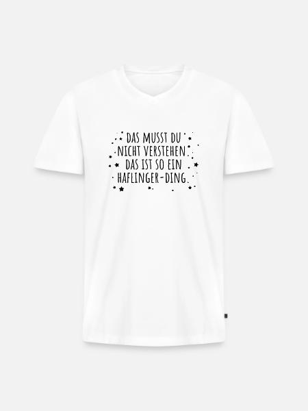 Haflinger-Ding - Männer Premium Bio T-Shirt mit V-Ausschnitt - Weiß