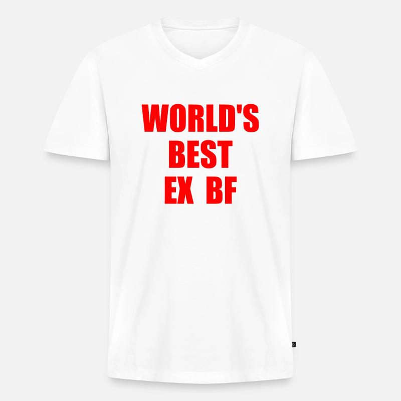 worlds best ex bf - Männer Premium Bio T-Shirt mit V-Ausschnitt - Weiß