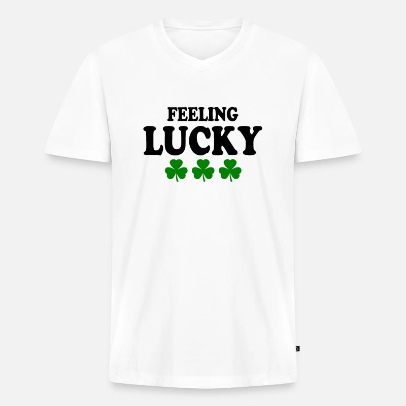 feeling lucky - Männer Premium Bio T-Shirt mit V-Ausschnitt - Weiß