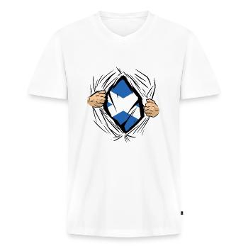 Scotland Flag Scottish Flag Alba GB UK - Men's Premium Organic T-shirt with V-neck - white - Front - Nico (187cm)