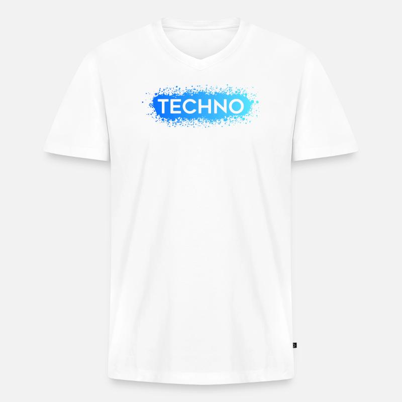 Techno Techno Blue Splat - Men's Premium Organic T-shirt with V-neck - white