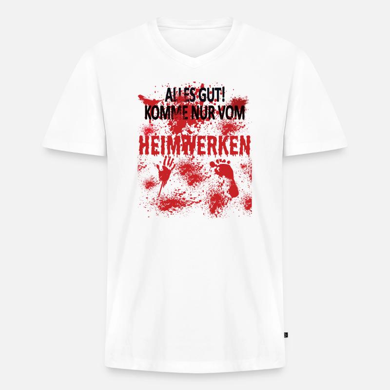 Heimwerker Geschenkidee Handwerker - Männer Premium Bio T-Shirt mit V-Ausschnitt - Weiß