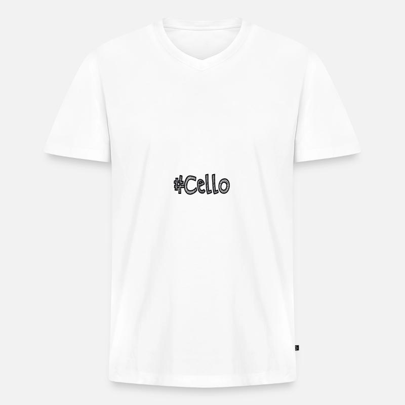 #Cello - Männer Premium Bio T-Shirt mit V-Ausschnitt - Weiß