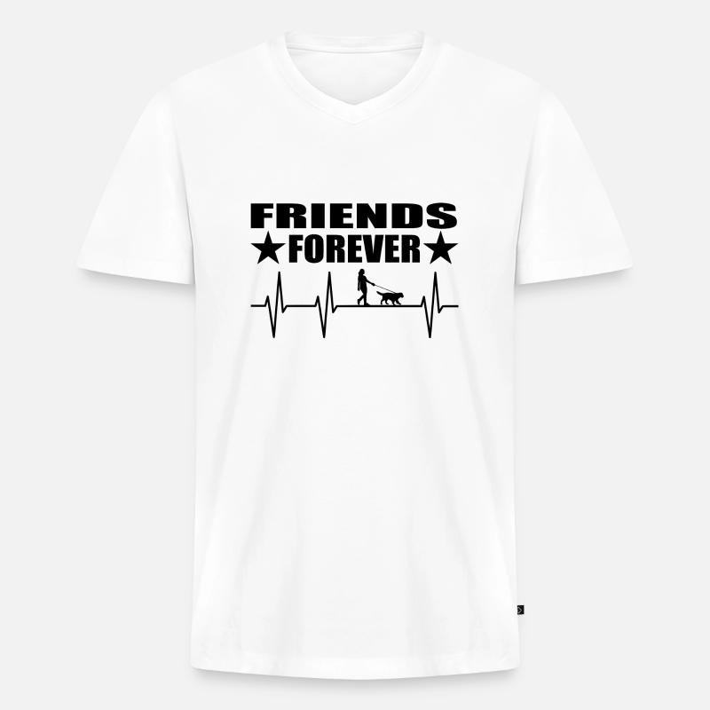Hund - Männer Premium Bio T-Shirt mit V-Ausschnitt - Weiß