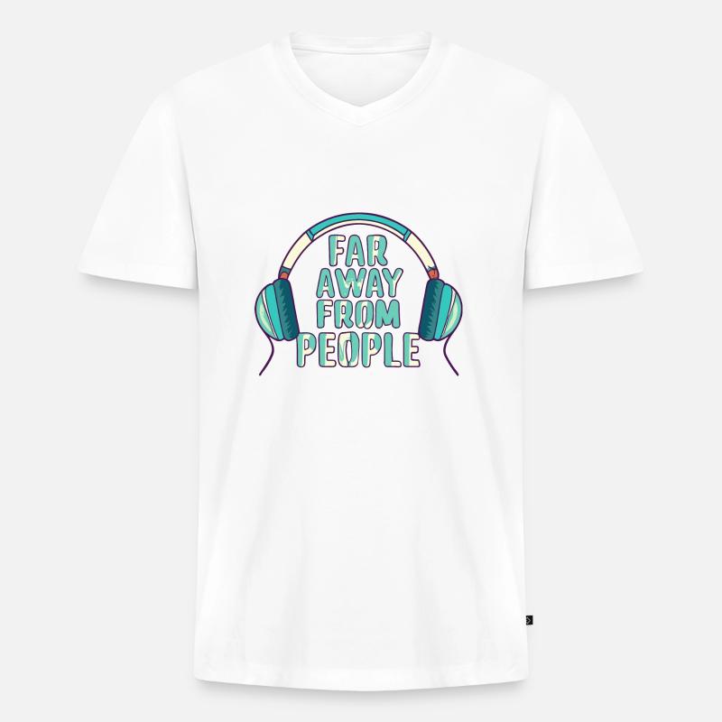 Kopfhörer - Männer Premium Bio T-Shirt mit V-Ausschnitt - Weiß