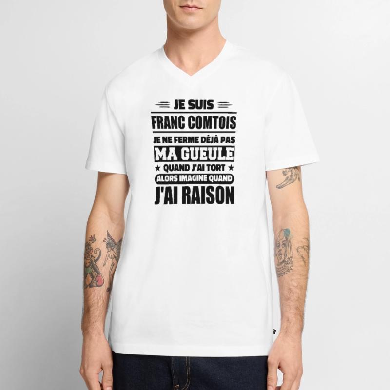 Franc comtois je ferme pas ma gueule franche comté T-shirt encolure en V Premium bio Homme