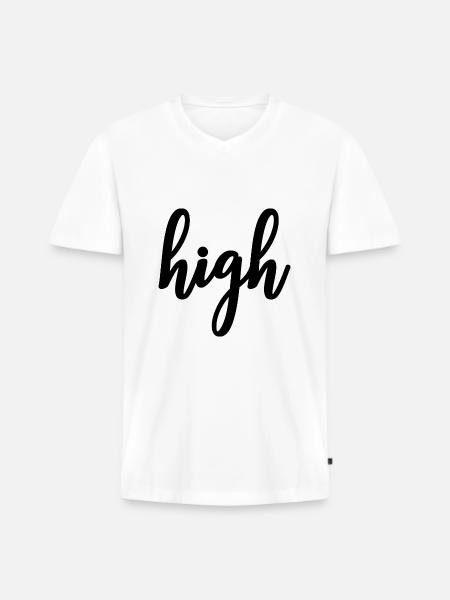 High - Men's Premium Organic T-shirt with V-neck - white