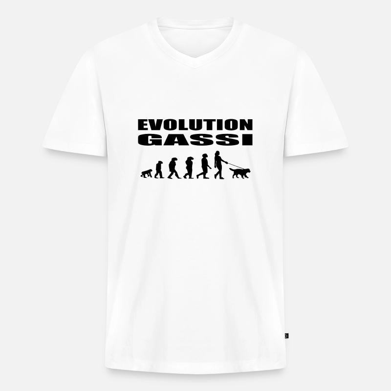 Hund - Männer Premium Bio T-Shirt mit V-Ausschnitt - Weiß
