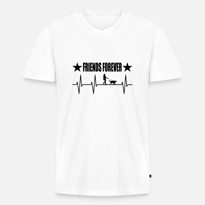Hund - Männer Premium Bio T-Shirt mit V-Ausschnitt - Weiß
