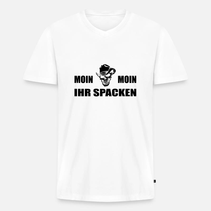 Moin - Männer Premium Bio T-Shirt mit V-Ausschnitt - Weiß