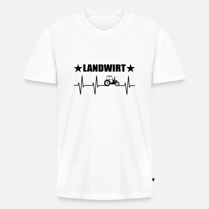 Traktor - Männer Premium Bio T-Shirt mit V-Ausschnitt - Weiß
