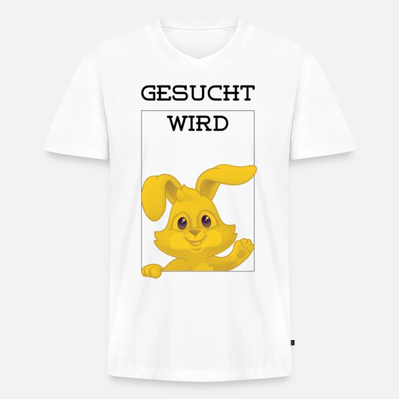 Gesucht wird - Männer Premium Bio T-Shirt mit V-Ausschnitt - Weiß