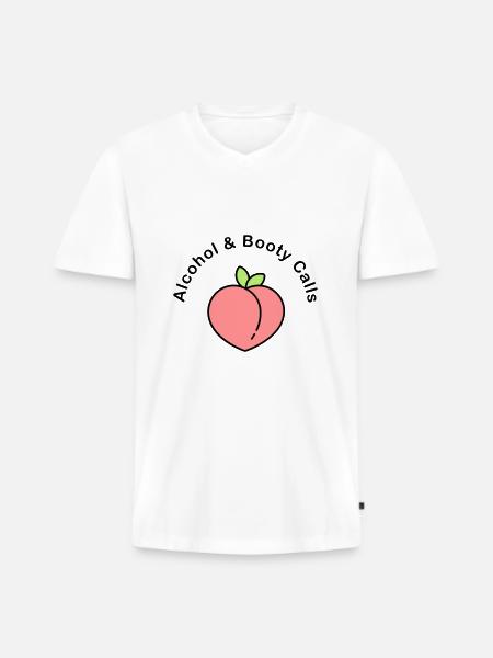 alcohol and booty calls - Men's Premium Organic T-shirt with V-neck - white