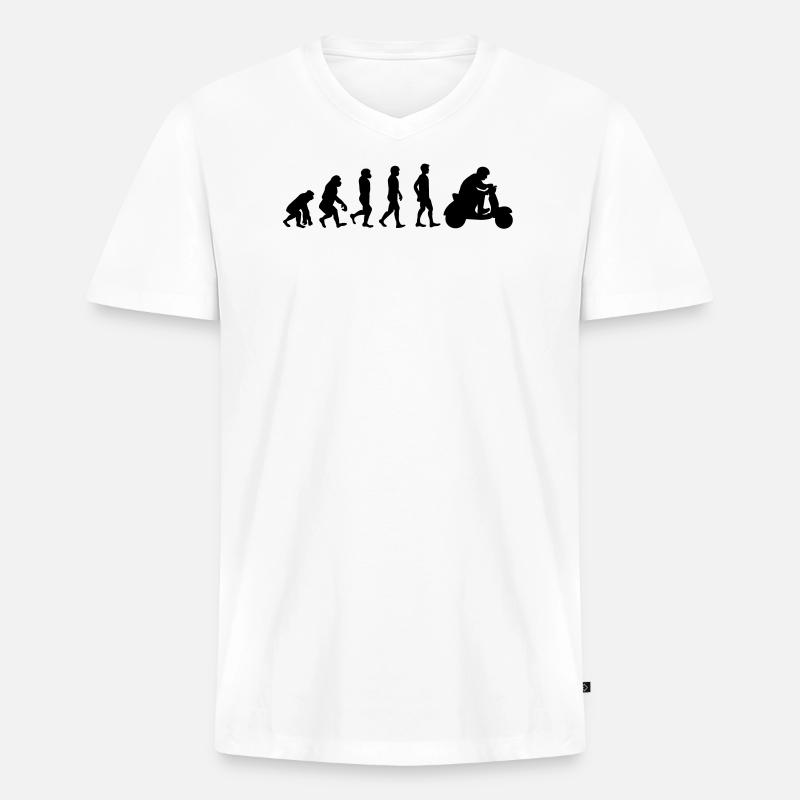 Evolution Rollerfahrer - Männer Premium Bio T-Shirt mit V-Ausschnitt - Weiß