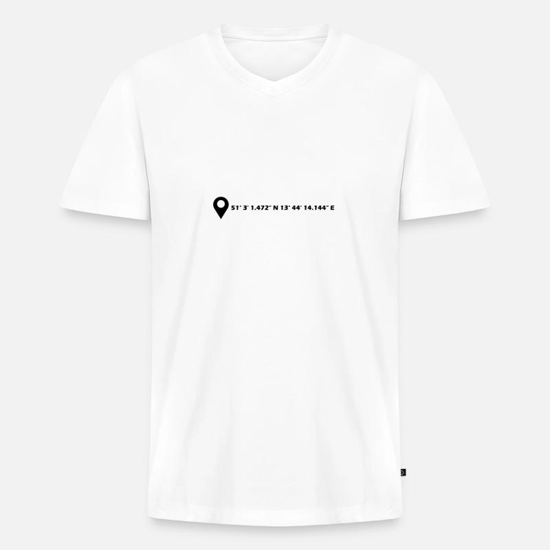 Dresden Koordinaten - Männer Premium Bio T-Shirt mit V-Ausschnitt - Weiß