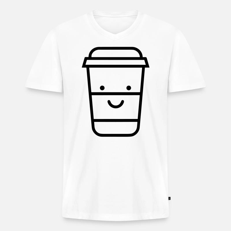 Kaffeebecher - Männer Premium Bio T-Shirt mit V-Ausschnitt - Weiß