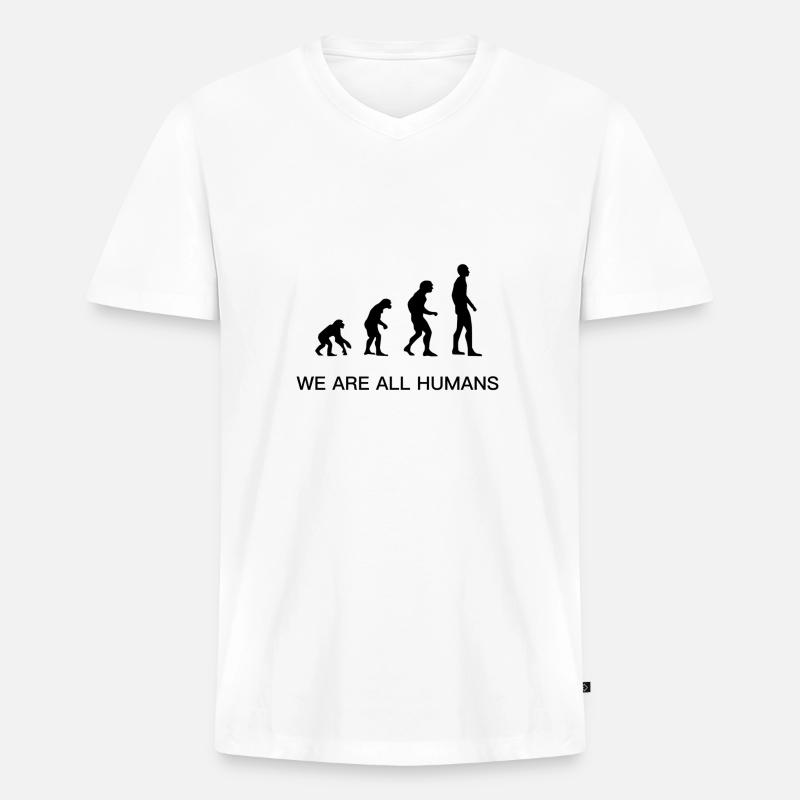 Evolution - Männer Premium Bio T-Shirt mit V-Ausschnitt - Weiß