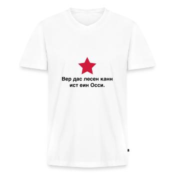 Wer das lesen kann ist ein Ossi. Ostdeutschland 89 - Männer Premium Bio T-Shirt mit V-Ausschnitt - Weiß - Vorne - Nico (187cm)