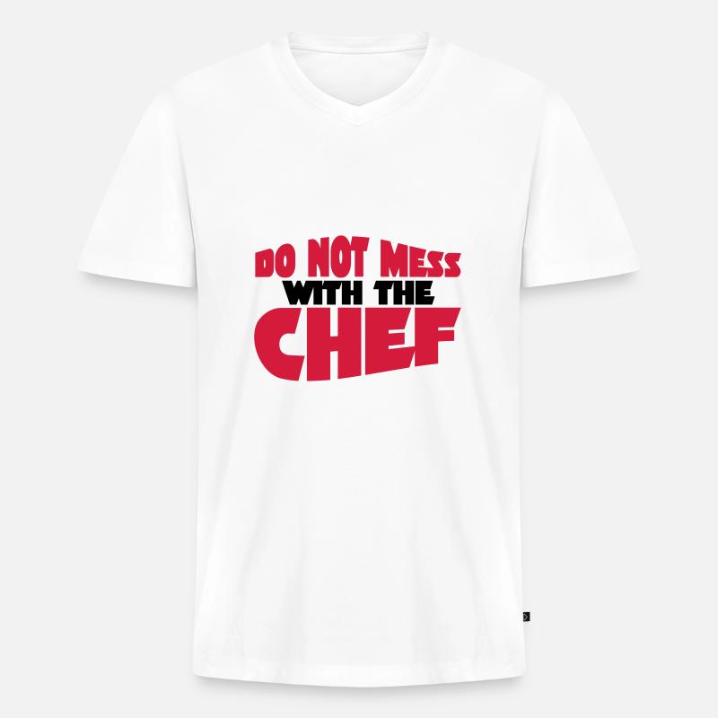 Chef - Männer Premium Bio T-Shirt mit V-Ausschnitt - Weiß