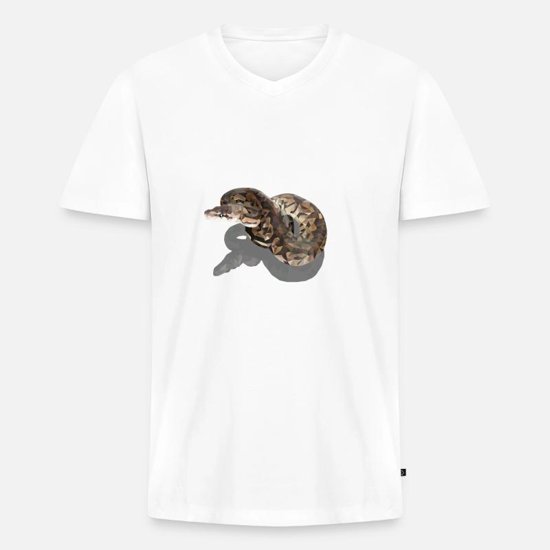 Poly Schlange - Männer Premium Bio T-Shirt mit V-Ausschnitt - Weiß