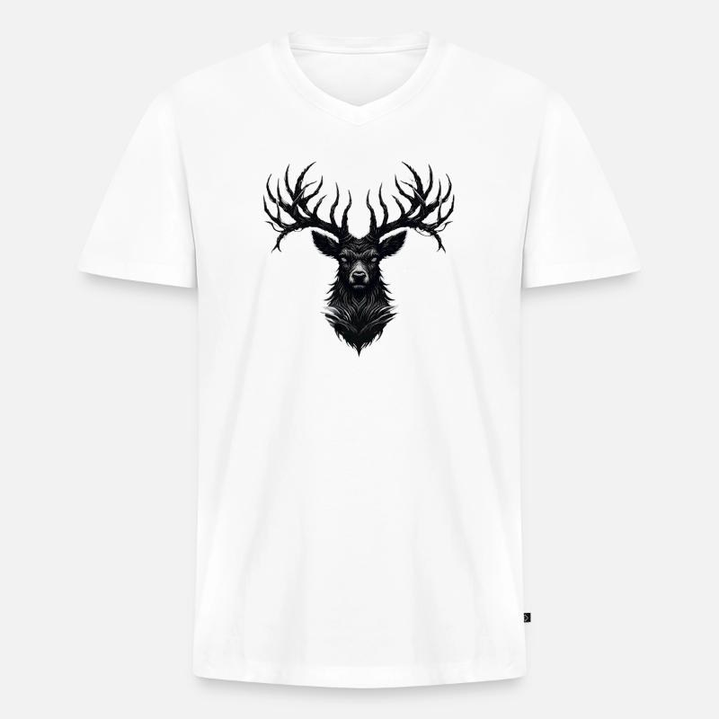 Horns of Darkness - Männer Premium Bio T-Shirt mit V-Ausschnitt - Weiß
