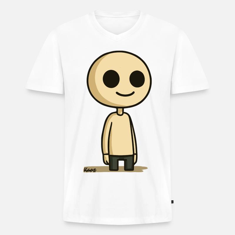 Schlichte Comic Figur mit rundem Kopf - Männer Premium Bio T-Shirt mit V-Ausschnitt - Weiß