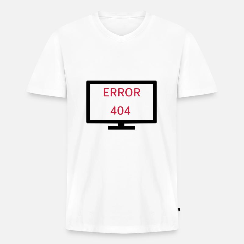Computer Fehler 404 - Männer Premium Bio T-Shirt mit V-Ausschnitt - Weiß