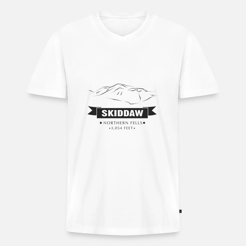 Skiddaw - Männer Premium Bio T-Shirt mit V-Ausschnitt - Weiß