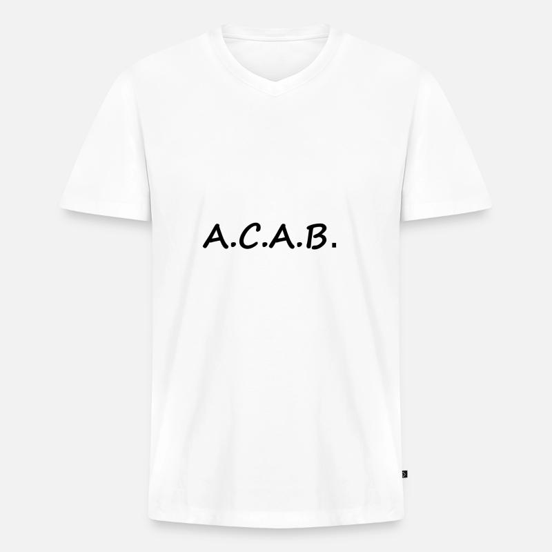 ACAB, Freizeit, Sport,1312, Polizei - Männer Premium Bio T-Shirt mit V-Ausschnitt - Weiß