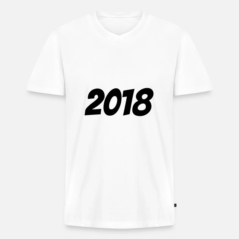2018 - Männer Premium Bio T-Shirt mit V-Ausschnitt - Weiß