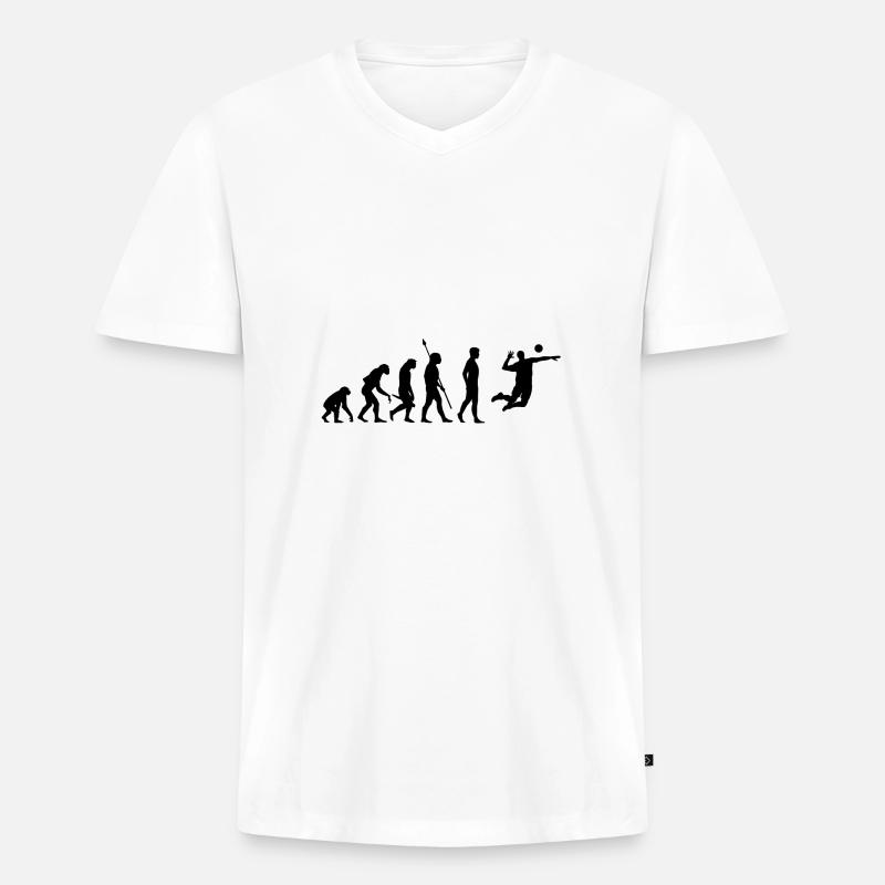 Beach Volleyball Evolution - Männer Premium Bio T-Shirt mit V-Ausschnitt - Weiß