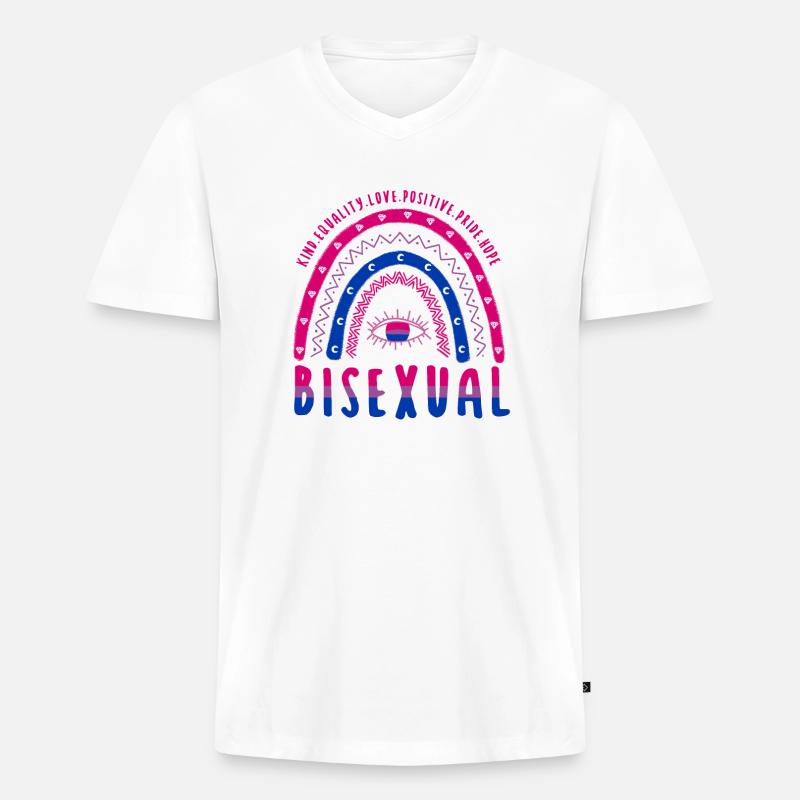 Boho Regenbogen LGBT Spruch Bisexuell - Männer Premium Bio T-Shirt mit V-Ausschnitt - Weiß