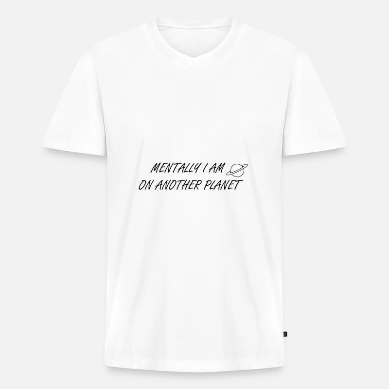 Mind from another planet - Männer Premium Bio T-Shirt mit V-Ausschnitt - Weiß