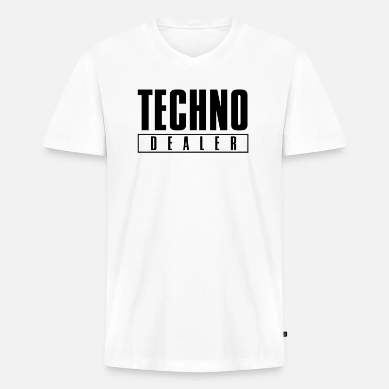Techno-Händler - Männer Premium Bio T-Shirt mit V-Ausschnitt - Weiß