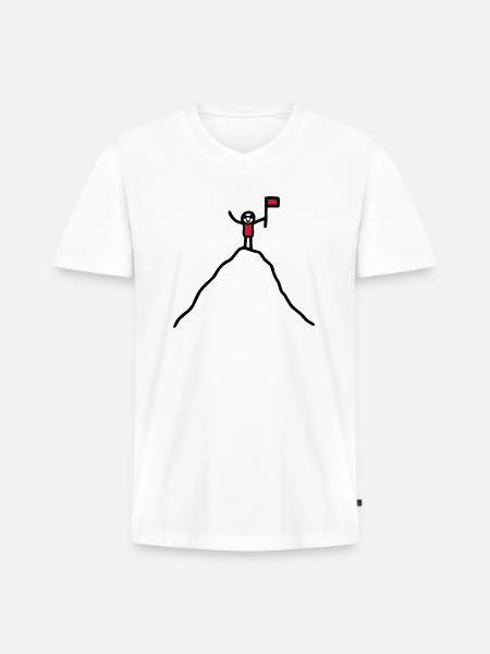 Auf dem Berg - V2 - Männer Premium Bio T-Shirt mit V-Ausschnitt - Weiß