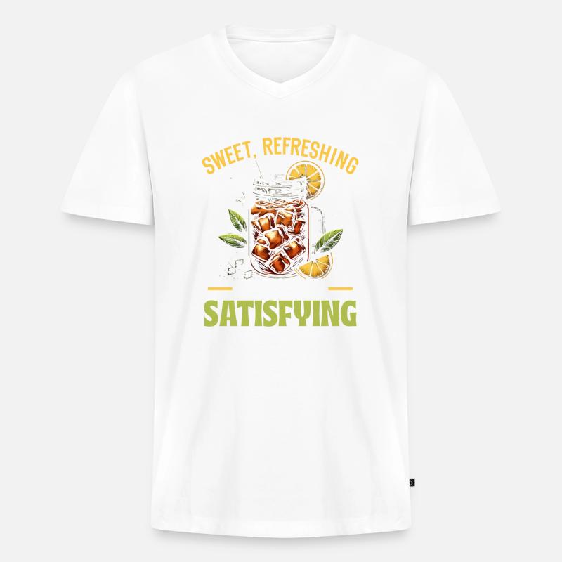 Süße Teetrinkerin Tee - Männer Premium Bio T-Shirt mit V-Ausschnitt - Weiß