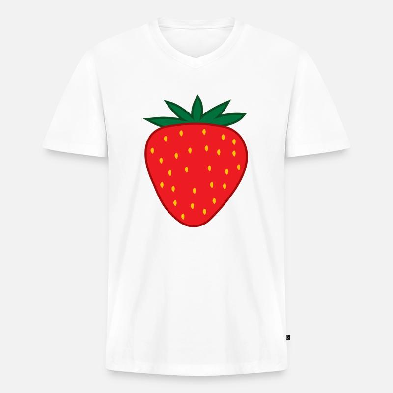 Erdbeere Kostüm Fasching Karneval Erdbeeren - Männer Premium Bio T-Shirt mit V-Ausschnitt - Weiß
